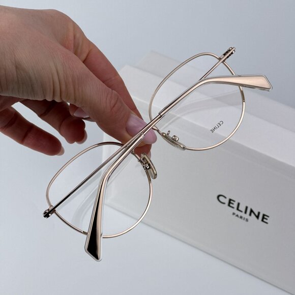 Celine Women BRAND NEW Eyeglasses Metal Shiny Rose Gold Demo Round CL50095U 028 - Picture 3 of 10